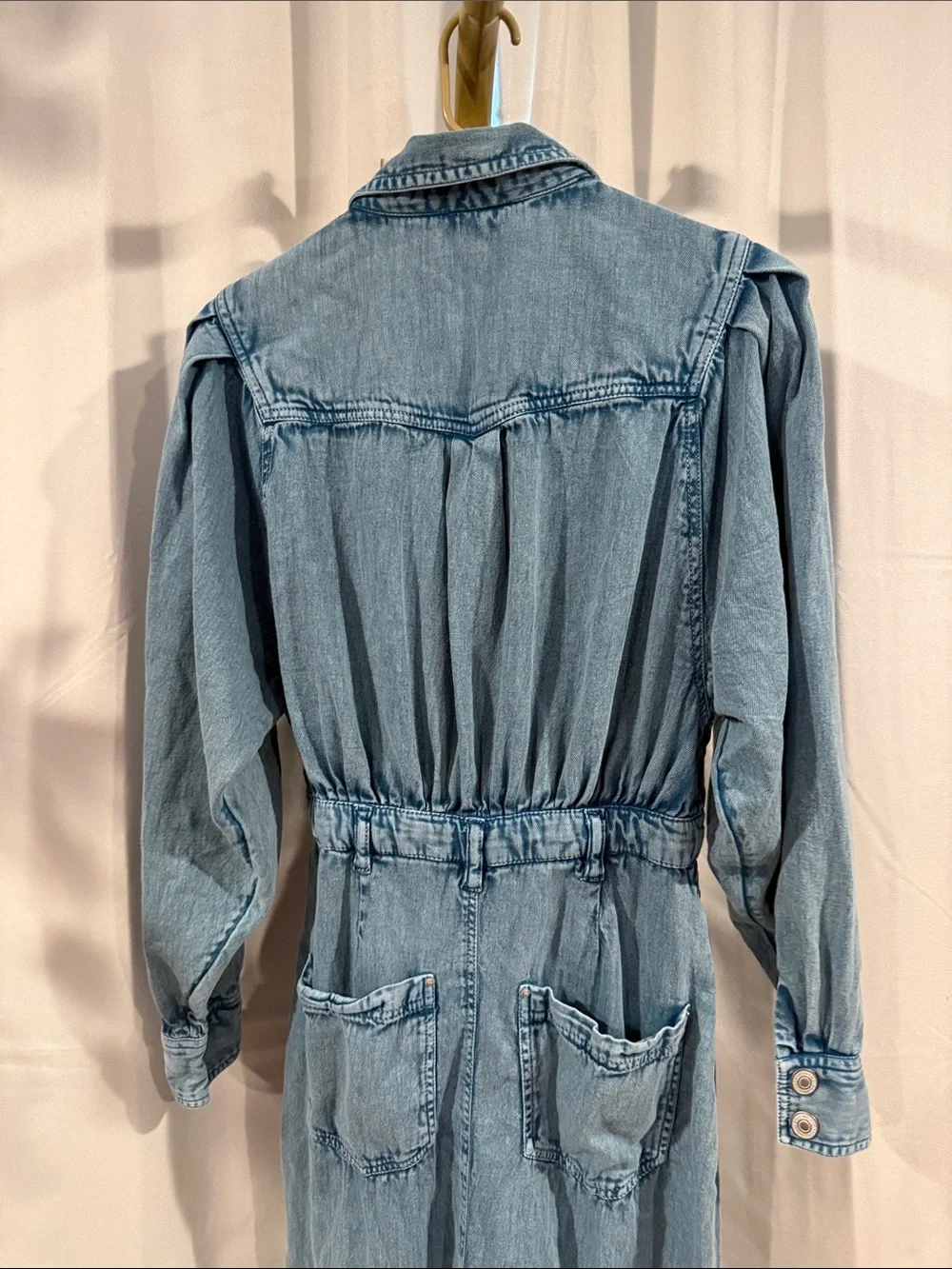 FREE PEOPLE Mad Love Light Blue Denim Midi Dress XS